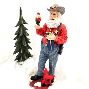 " Vintage Cowboy Santa Sheriff Figurine - 1980's Texas Ranger